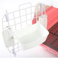 Lockable/ Breathable Cat Carrier with Feeding Bowl & Base Pad