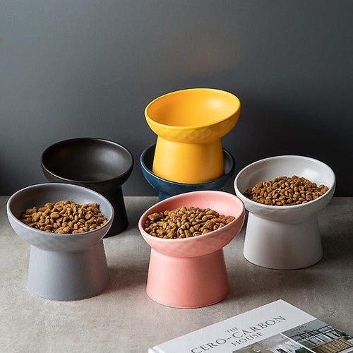 Nordic Style Tilted Ceramic Cat Bowls