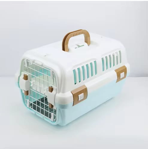 Lockable/ Breathable Cat Carrier with Feeding Bowl & Base Pad