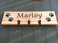 Personalised Dog Lead / Accessories Wooden Hanger