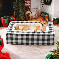 Luxury Cosy Tartan Anti-Anxiety Calming Dog Bed