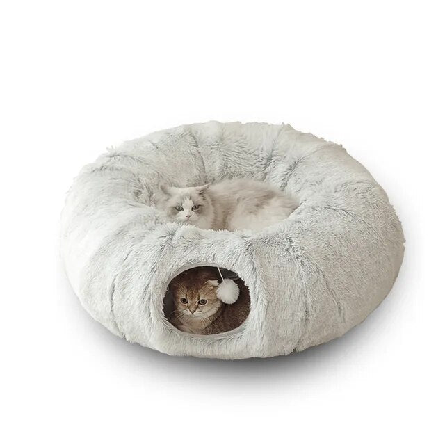 2in1 Interactive Round Cat Tunnel Bed
