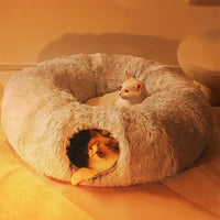 2in1 Interactive Round Cat Tunnel Bed