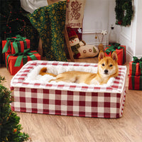 Luxury Cosy Tartan Anti-Anxiety Calming Dog Bed