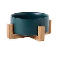 Ceramic Dog Bowl with Wooden Stand