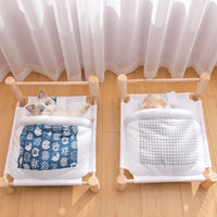 Wooden Cat Bed with Sleeping Bag