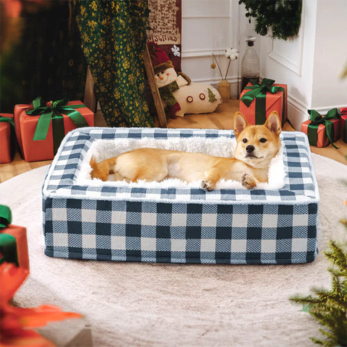 Luxury Cosy Tartan Anti-Anxiety Calming Dog Bed