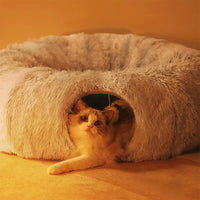 2in1 Interactive Round Cat Tunnel Bed