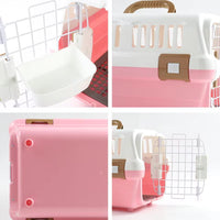 Lockable/ Breathable Cat Carrier with Feeding Bowl & Base Pad