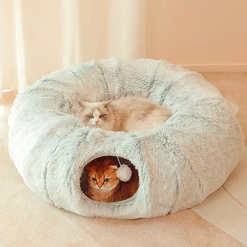 2in1 Interactive Round Cat Tunnel Bed