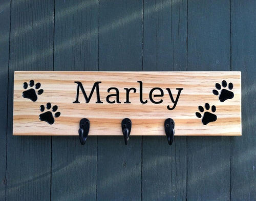 Personalised Dog Lead / Accessories Wooden Hanger