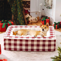 Luxury Cosy Tartan Anti-Anxiety Calming Dog Bed