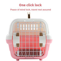 Lockable/ Breathable Cat Carrier with Feeding Bowl & Base Pad